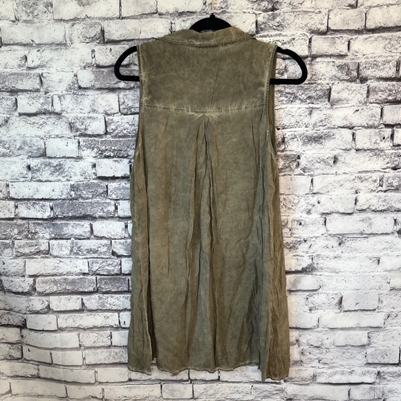 Umgee Dark Tan Rustic Sleeveless Button Up Tank Size M - Picture 3 of 8